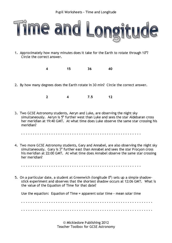 Observing The Solar System Worksheet Answers - Worksheet List